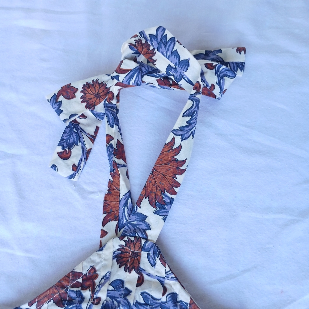 Athropologie Let Me Be Tie-Strap Peplum Floral 100% Cotton Top Womens Size XS - Picture 4 of 16